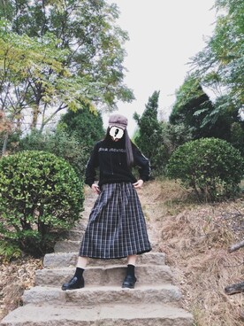 「jouetie（ジュエティ）のアイテム（パーカー、ブラック系）」を使った、小金子桑さん（レディース・172cm）の秋コーディネート