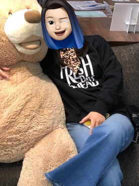 「GU（ジーユー）のアイテム（スウェット、ブラック系）」を使った、yako529さん（レディース）の冬コーディネート