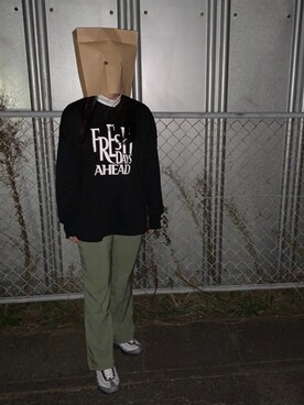 「UNIQLO（ユニクロ）のコットンフライスタートルネックT（長袖）（Tシャツ/カットソー、ホワイト系）」を使った、yako529さん（レディース）の冬コーディネート