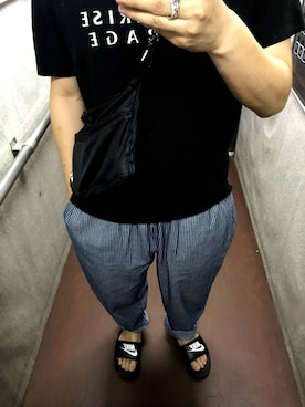 「NIKE（ナイキ）のアイテム（ビーチサンダル）」を使った、roukodamaさん（メンズ・167cm）の夏コーディネート