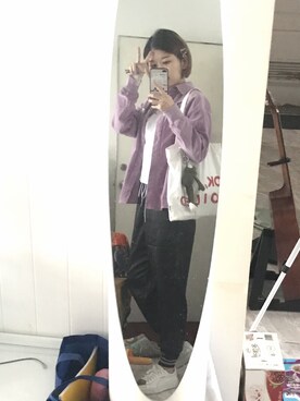 「Peace Birdのアイテム（シャツ/ブラウス、パープル系）」を使った、吕咯咯LoLoLv_さん（レディース）の春コーディネート