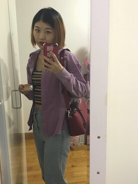 「淘宝のアイテム（デニムパンツ、ブルー系）」を使った、吕咯咯LoLoLv_さん（レディース）の春コーディネート
