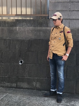 「ワッペン」｜「アイテム（その他）」を使った、ひろさん（メンズ・177cm）の秋コーディネート