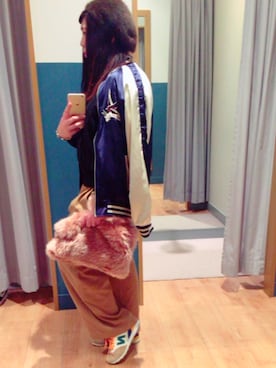 「しまむら（シマムラ）のアイテム（スタジャン）」を使った、なさん（レディース・155cm）の冬コーディネート