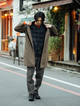 ステンカラーコートを使った インナーダウン のメンズ人気ファッションコーディネート Wear