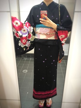 「ふりふ（フリフ）のアイテム（浴衣）」を使った、273*さん（レディース・169cm）の夏コーディネート