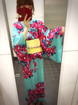 「ふりふ（フリフ）のアイテム（浴衣）」を使った、273*さん（レディース・169cm）の夏コーディネート