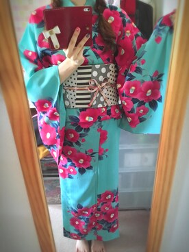 「ふりふ（フリフ）のアイテム（浴衣）」を使った、273*さん（レディース・169cm）の夏コーディネート