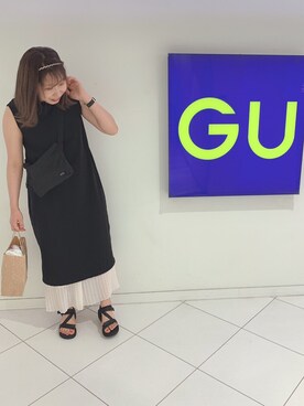 「ジーユーコーデ」｜「アイテム（ワンピース/ドレス）」を使った、ひろえさん（レディース・163cm）の夏コーディネート