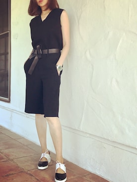 「HELMUT LANG（ヘルムートラング）のアイテム（その他パンツ）」を使った、rioさん（レディース・157cm）の秋コーディネート