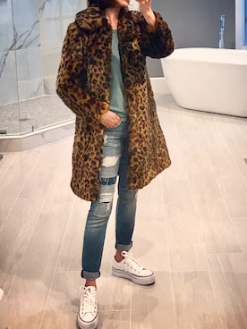 「Current/Elliott（カレントエリオット）のアイテム（パンツ）」を使った、rioさん（レディース・157cm）の冬コーディネート