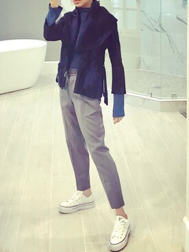 「MONROW（モンロー）のアイテム」を使った、rioさん（レディース・157cm）の冬コーディネート