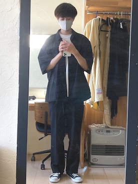 「撮影」｜「アイテム（スラックス）」を使った、k a z uさん（メンズ・179cm）の春コーディネート