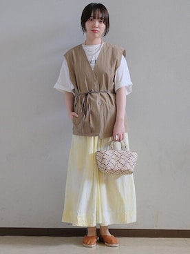 「SHIPS（シップス）のメタルボールネックレス 45cm（ネックレス）」を使った、駒谷さん（レディース・160cm）の夏コーディネート