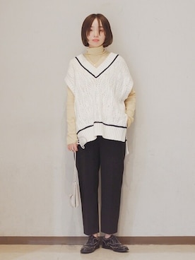 「HERMINAATHENS」｜駒谷さん（レディース・160cm）の冬コーディネート