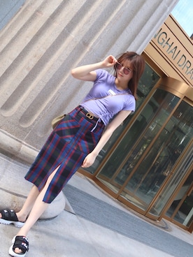 「FILA（フィラ）のアイテム（スリッポン）」を使った、Ellie_Lさん（レディース・165cm）の夏コーディネート