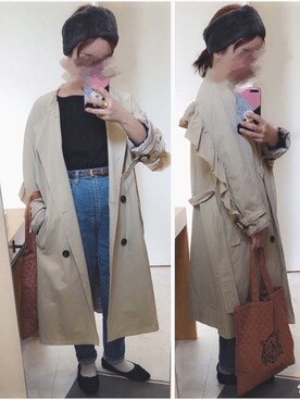 「Editt by YECCA VECCA（エディットバイイェッカヴェッカ）のアイテム（トレンチコート）」を使った、はるるんさん（レディース・149cm）の冬コーディネート