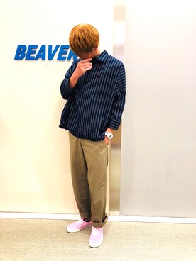 ソックス 靴下を使った ベージュパンツ の人気ファッションコーディネート ユーザー ショップスタッフ Wear