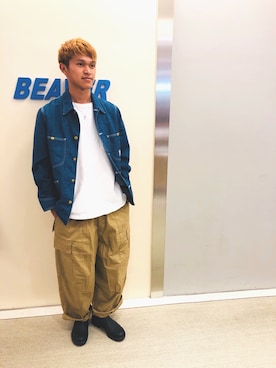 「Blundstone（ブランドストーン）のBlundstone/ブランドストーン　ｻｲﾄﾞｺﾞｱﾌﾞｰﾂ Men's（ブーツ）」を使った、小野　隼ノ介さん（メンズ・178cm）の秋コーディネート