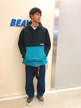 「MANASTASH（マナスタッシュ）のアイテム（ジャケット/アウター）」を使った、小野　隼ノ介さん（メンズ・178cm）の冬コーディネート