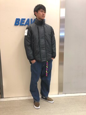 「BURLAP OUTFITTER（バーラップアウトフィッター）のアイテム（ダウンジャケット/コート）」を使った、小野　隼ノ介さん（メンズ・178cm）の冬コーディネート