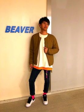 「2018マイベストコーデ」｜「アイテム（ダウンジャケット/コート）」を使った、小野　隼ノ介さん（メンズ・178cm）の冬コーディネート