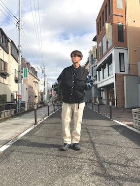 「MANASTASH（マナスタッシュ）のアイテム（ブルゾン）」を使った、小野　隼ノ介さん（メンズ・178cm）の冬コーディネート