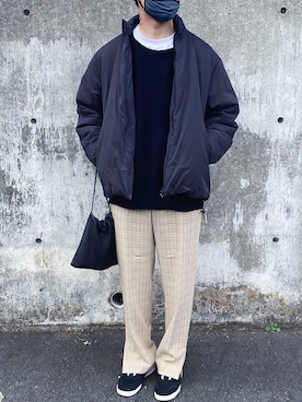 「COMOLI（コモリ）のアイテム（ダウンジャケット/コート）」を使った、dddkkさん（メンズ・175cm）の冬コーディネート