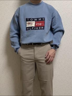 「TOMMY HILFIGER（トミーヒルフィガー）のアイテム（スウェット）」を使った、ゆうたさん（メンズ・158cm）の秋コーディネート