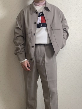 「TOMMY HILFIGER（トミーヒルフィガー）のアイテム（スウェット）」を使った、ゆうたさん（メンズ・158cm）の春コーディネート