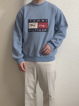 「TOMMY HILFIGER（トミーヒルフィガー）のアイテム（スウェット）」を使った、ゆうたさん（メンズ・158cm）の春コーディネート