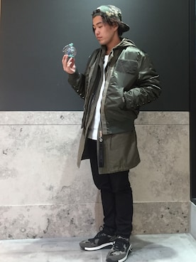 「DIESEL（ディーゼル）のアイテム（ミリタリージャケット）」を使った、おかひらさん（メンズ・168cm）の秋コーディネート