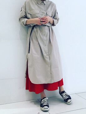 「ウエストイン」｜「アイテム（ワンピース/ドレス）」を使った、maneさん（レディース・160cm）の冬コーディネート