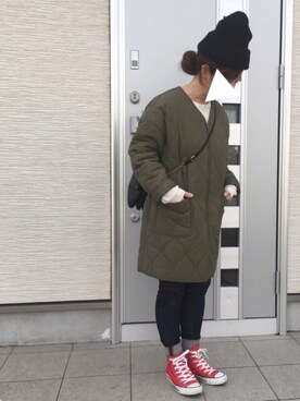 「赤コンバース」｜「アイテム（ブルゾン）」を使った、⋈あかねっち⋈さん（レディース・153cm）の冬コーディネート