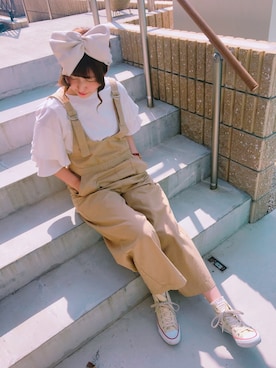 「rps（アールピーエス）のアイテム（サロペット/オーバーオール）」を使った、あさぽんさん（レディース・161cm）の春コーディネート