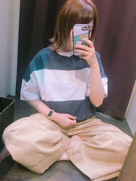 「rps（アールピーエス）のアイテム（チノパンツ）」を使った、あさぽんさん（レディース・161cm）の春コーディネート