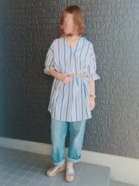 「OZOC（オゾック）のアイテム（シューズ）」を使った、あさぽんさん（レディース・161cm）の夏コーディネート