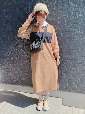 「Ne-net（ネネット）のアイテム」を使った、あさぽんさん（レディース・161cm）の秋コーディネート