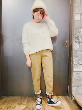 「rps（アールピーエス）のアイテム（パンツ）」を使った、あさぽんさん（レディース・161cm）の冬コーディネート