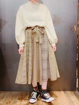 「rps（アールピーエス）のアイテム（スウェット）」を使った、あさぽんさん（レディース・161cm）の冬コーディネート