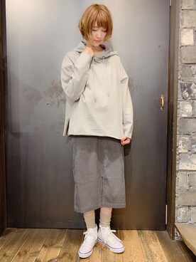 「rps（アールピーエス）のアイテム（パーカー）」を使った、あさぽんさん（レディース・161cm）の冬コーディネート