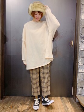 「rps（アールピーエス）のアイテム（スウェット）」を使った、あさぽんさん（レディース・161cm）の冬コーディネート