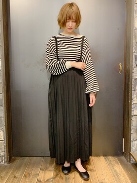 「rps（アールピーエス）のアイテム（ジャンパースカート）」を使った、あさぽんさん（レディース・161cm）の冬コーディネート
