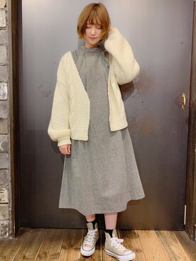 「rps（アールピーエス）のアイテム（カーディガン/ボレロ）」を使った、あさぽんさん（レディース・161cm）の冬コーディネート