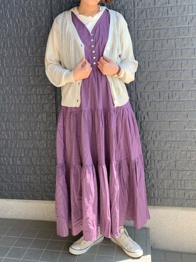 「rps（アールピーエス）のアイテム（カーディガン/ボレロ）」を使った、あさぽんさん（レディース・160cm）の春コーディネート