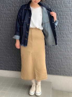 「rps（アールピーエス）のアイテム（デニムジャケット）」を使った、あさぽんさん（レディース・160cm）の春コーディネート