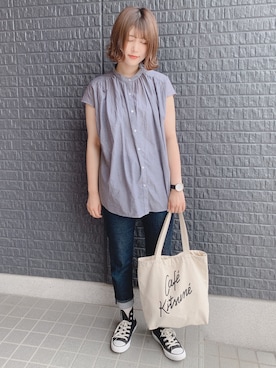 「MAISON KITSUNE」｜あさぽんさん（レディース・160cm）の夏コーディネート