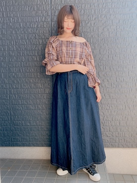 「スクエアネック(ネック)」｜あさぽんさん（レディース・160cm）の夏コーディネート