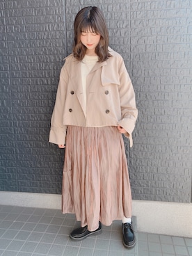 「rps（アールピーエス）のアイテム（トレンチコート）」を使った、あさぽんさん（レディース・160cm）の春コーディネート