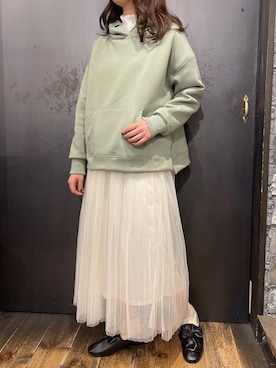 「rps（アールピーエス）のアイテム（パーカー）」を使った、あさぽんさん（レディース・160cm）の冬コーディネート
